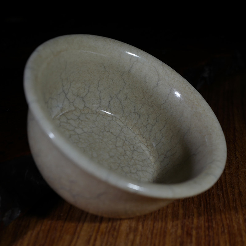 哥窑龙圣龙圣华华苑叶氏古儿杯冰月精品叶克伟金丝茶杯