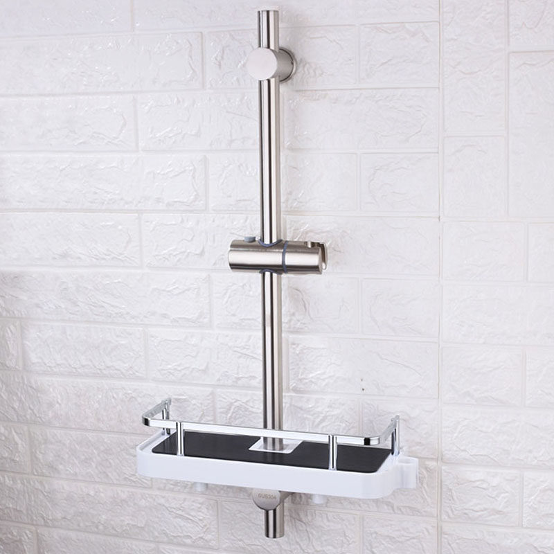 花洒不锈钢可调杆免打孔支架淋浴升降喷头固定花洒配件