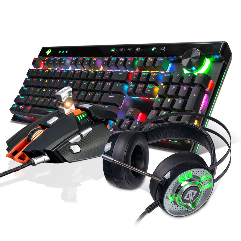 黑爵ak45机械键盘鼠标耳机电竞游戏三件套有线键鼠套装apex英雄