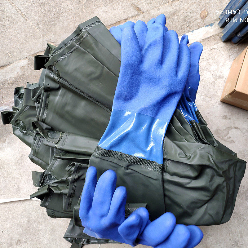 抓鱼手套挖藕手套加长加绒防水防滑手套卖鱼杀鱼海鲜手套橡胶套袖