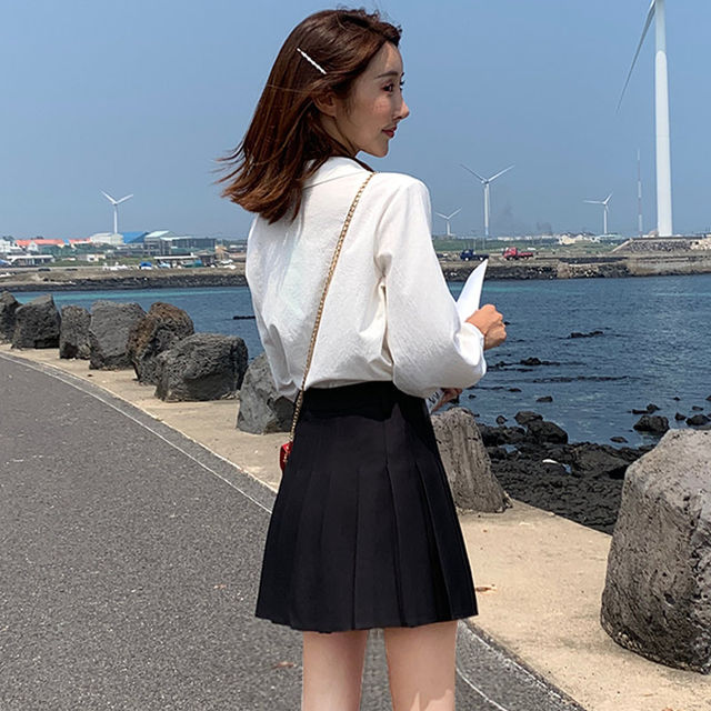 Woolen pleated skirt For women autumn/winter high-waisted skirt 2020 New autumn College plum-size woolen A-line skirt Woolen pleated skirt For women autumn/winter high-waisted skirt 2020 New autumn College plum-size woolen A-line skirt