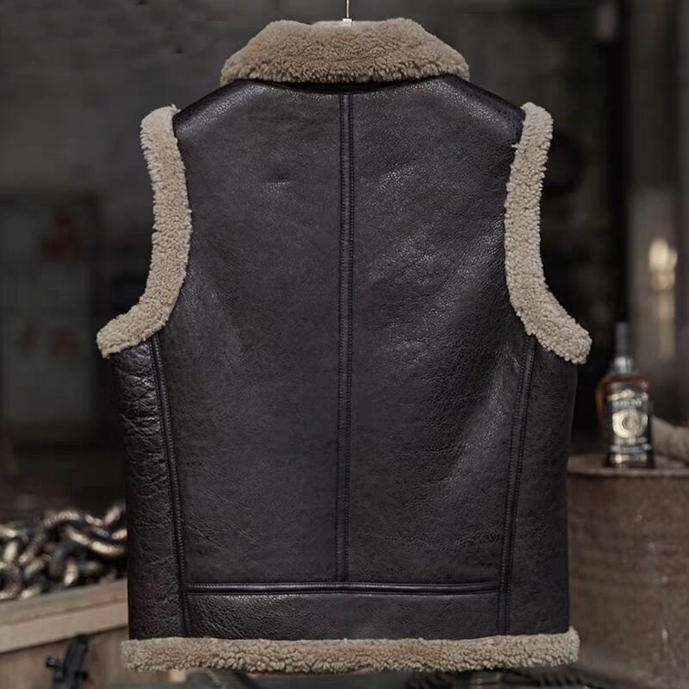 原生态短款复古翻领皮毛一体马甲皮衣加厚厚皮背心
