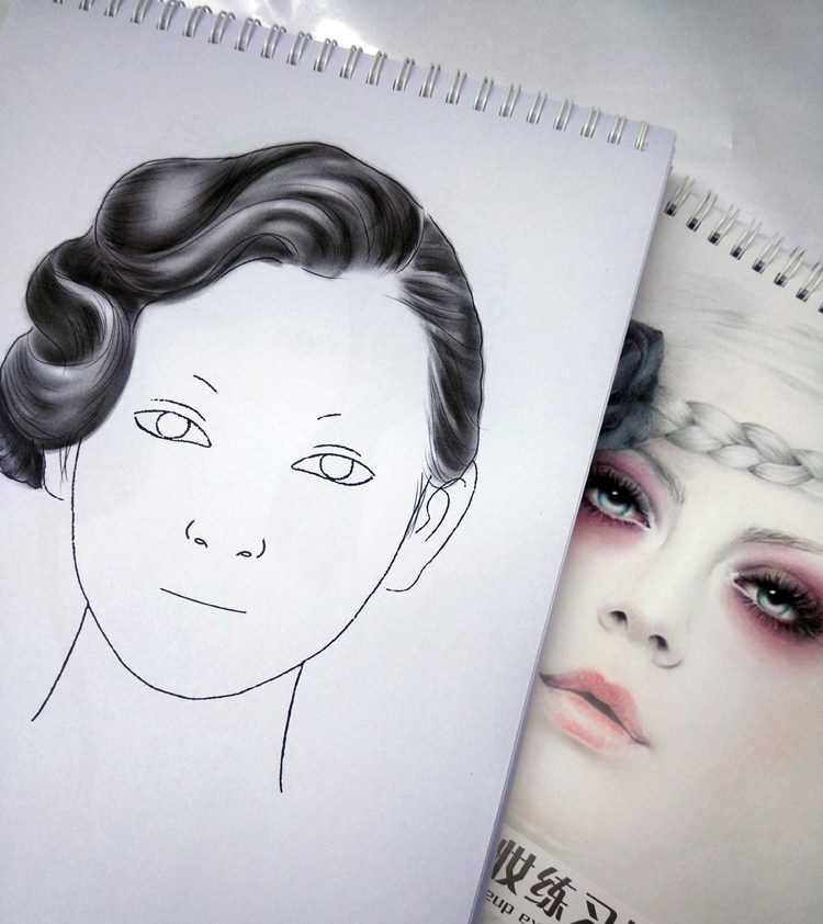 化妆练习册画眉毛脸型嘴唇练习本彩妆纸妆美人图素描手绘临摹纸