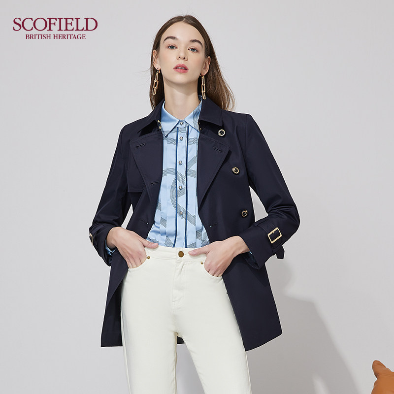 scofield女装2022春夏新款直筒版气质短款风衣商务风衣