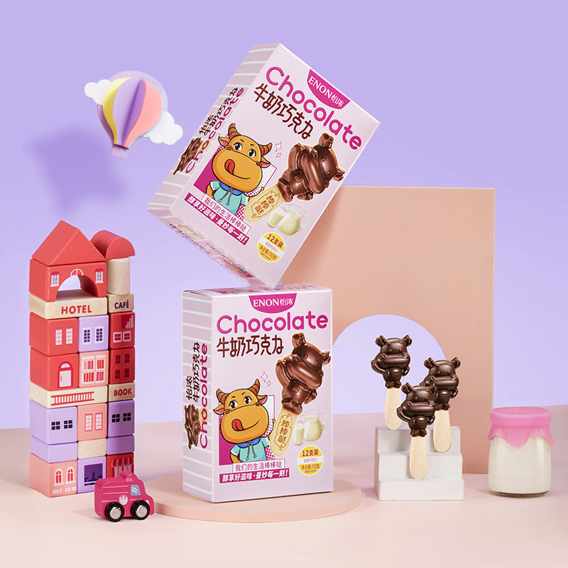 怡浓纯可可脂兔子麋鹿棒棒糖草莓抹茶巧克力礼盒装儿童趣味零食