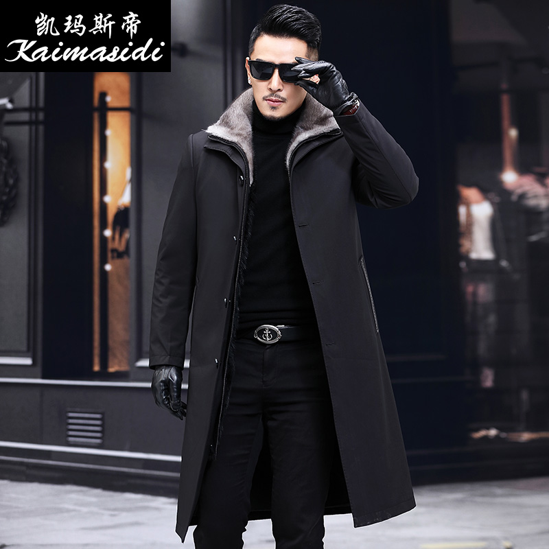 水貂内胆尼克服男长款大衣过膝真皮皮草整貂外套海宁中长款派克服