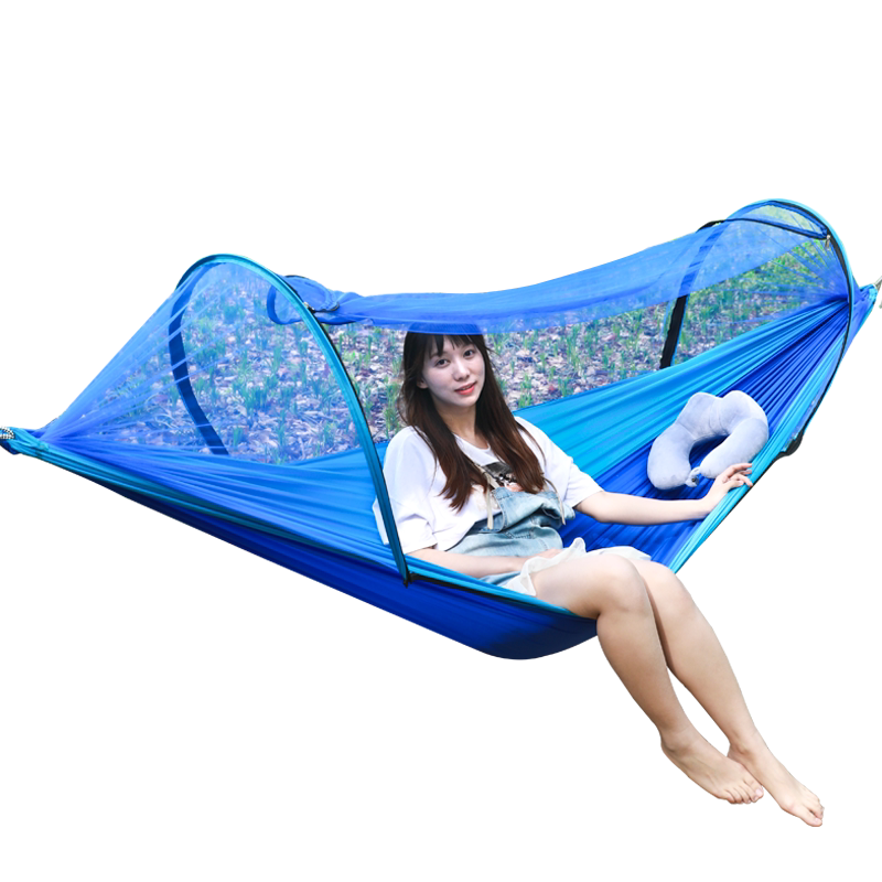 吊床户外秋千网状双人儿童荡秋千带蚊帐家用摇床网床防蚊掉床夏季