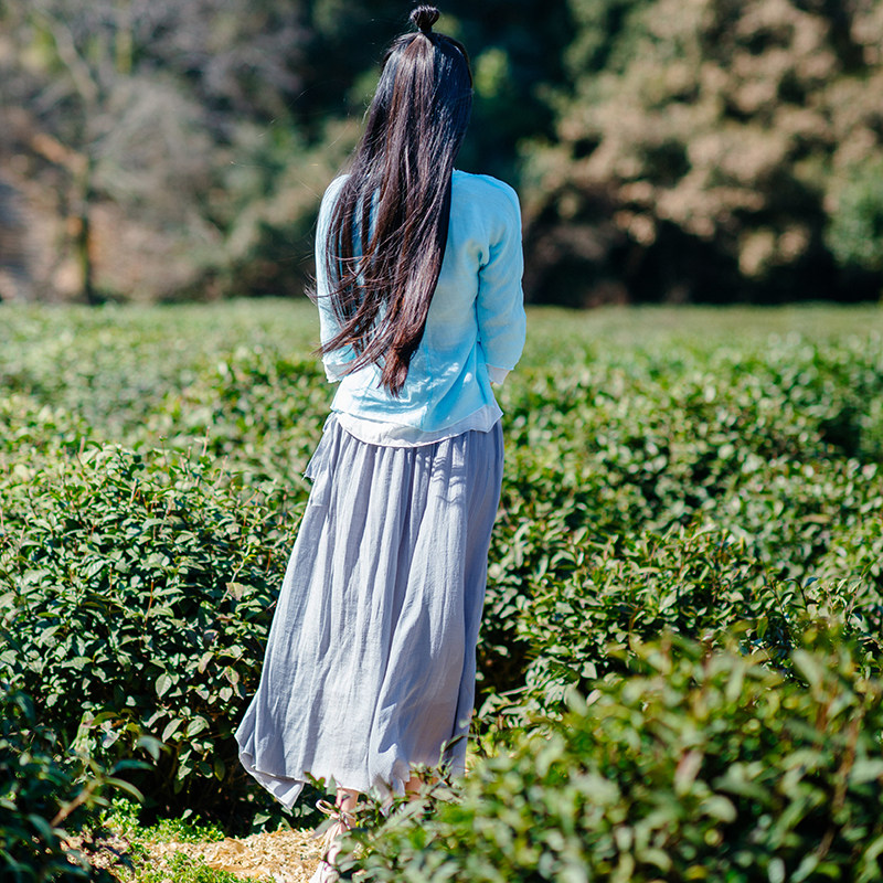 嘉沛妮2017春夏新款茶禅服改良汉服中式女装上衣中国风禅修服ly22