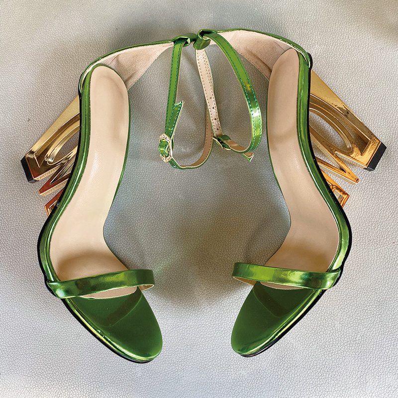 凉鞋夏季新品lvoe异型一字怪异水钻搭扣高跟时装凉鞋