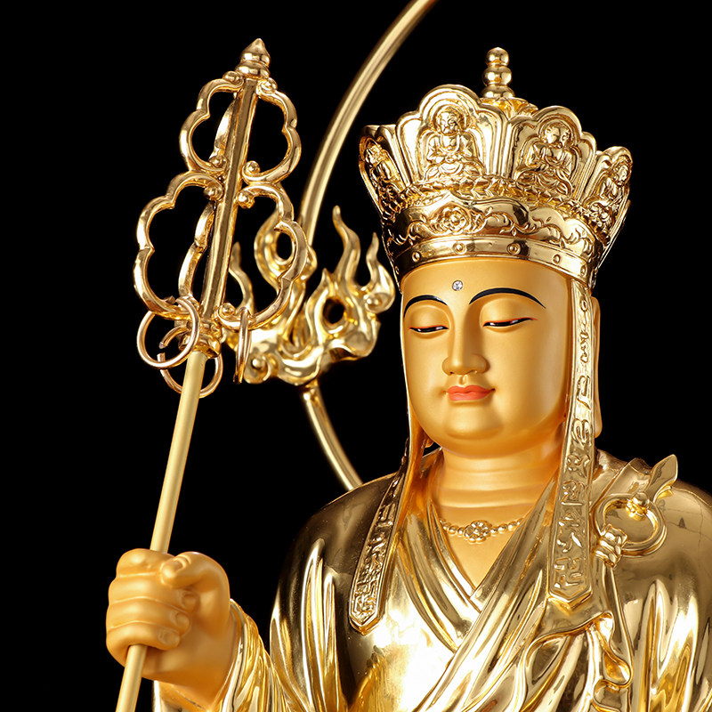 台湾王佛像居家开光佛像九华山地铜鎏摆件神兽摆件