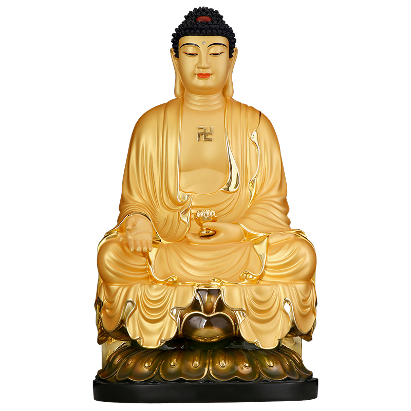 圆通佛具阿弥陀佛像台湾纯铜阿弥陀佛佛像三宝佛如来佛像供佛摆件