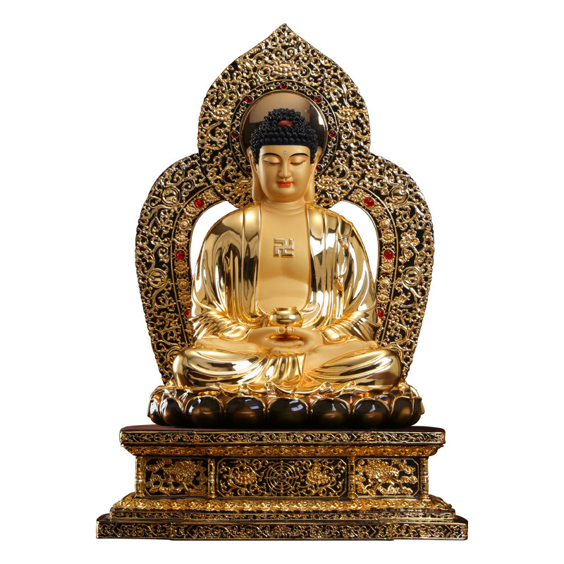 台湾铜鎏释迦牟尼药师佛像供奉金刚阿弥陀佛如来佛铜像摆件