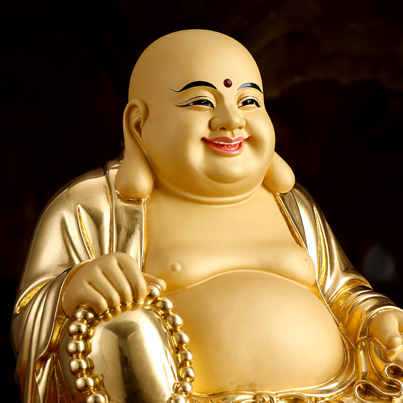 弥勒圆通佛具佛像客厅摆件台湾纯铜贴金未来摆件