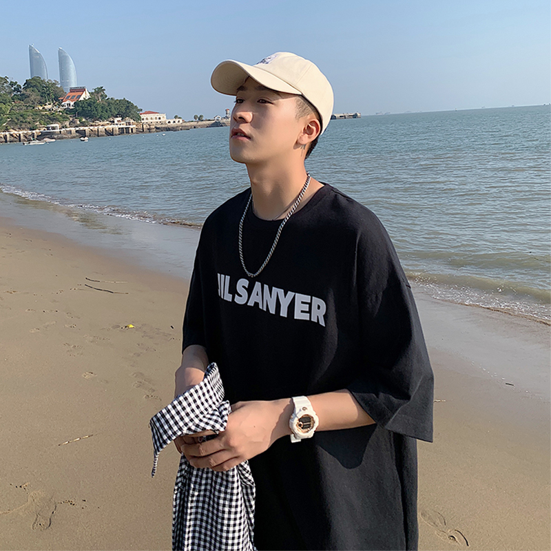 潮男短袖宽松上衣t恤ins潮流高街衣服男潮牌港风夏季体恤欧美街头