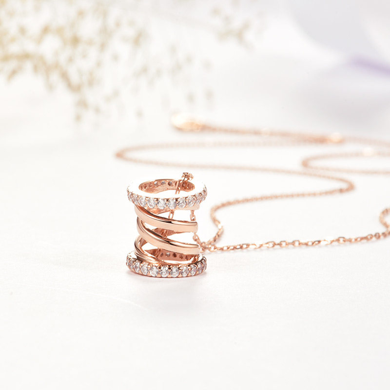 项链女款au750小蛮腰镂空彩金黄金2019新款金项链颈饰