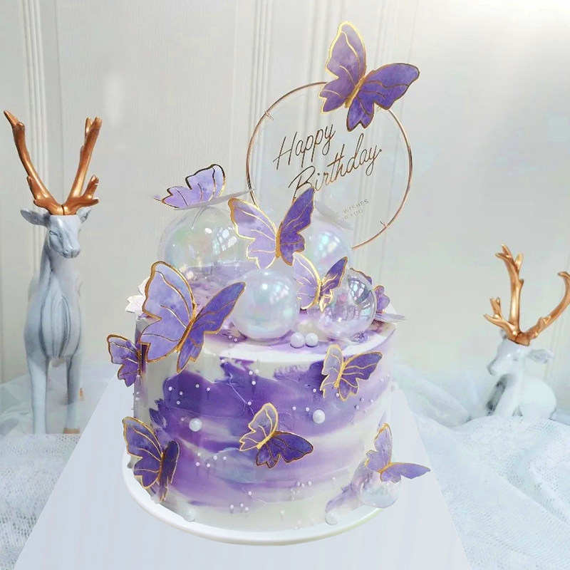 蛋糕模型2022网红新款创意流行仿真生日蝴蝶仿真水果