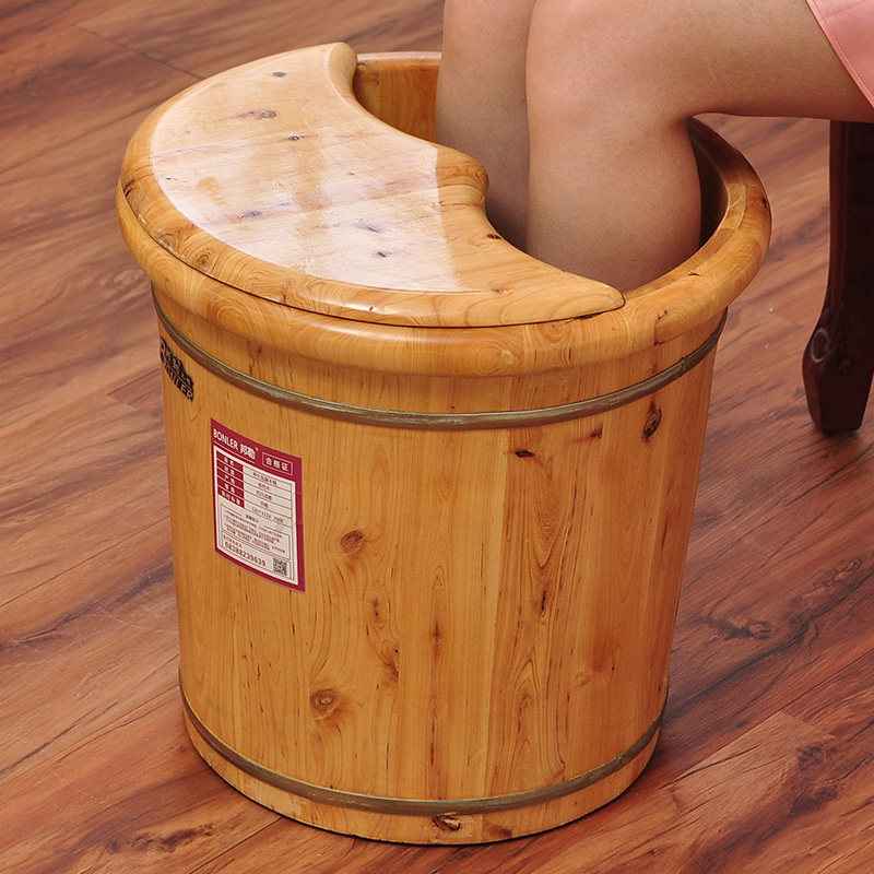 香柏木40高包边足浴桶洗脚泡脚桶木桶木盆送按摩器家用木质泡脚盆
