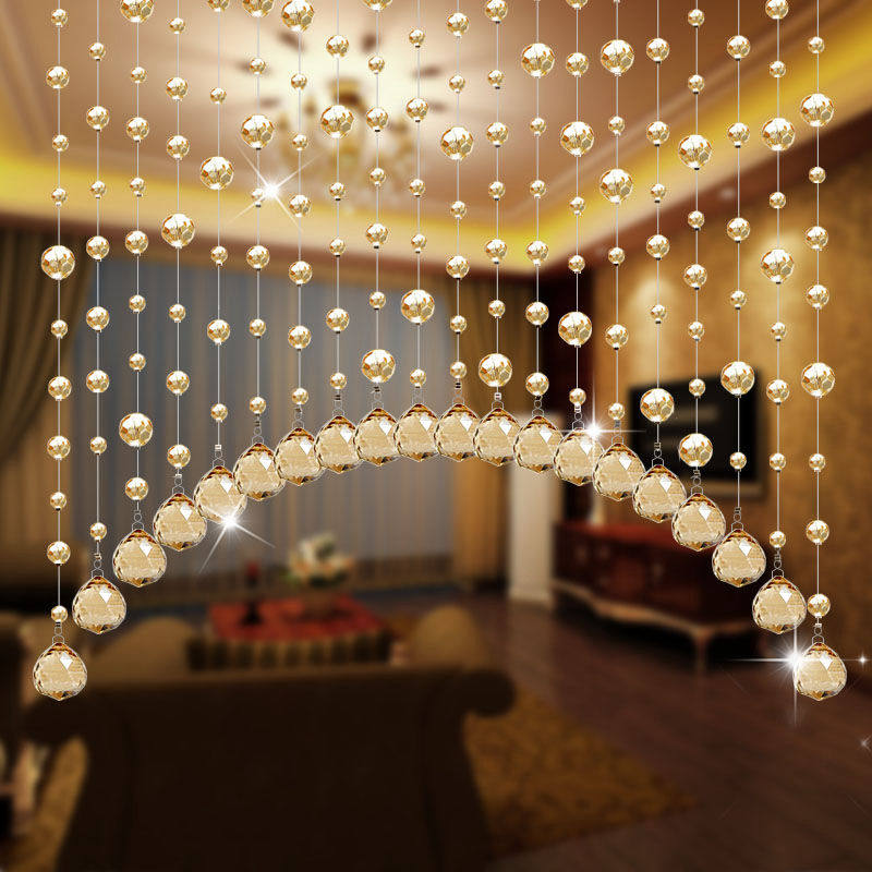 水晶珠帘隔断帘免打孔过道门帘客厅家用帘子珠帘