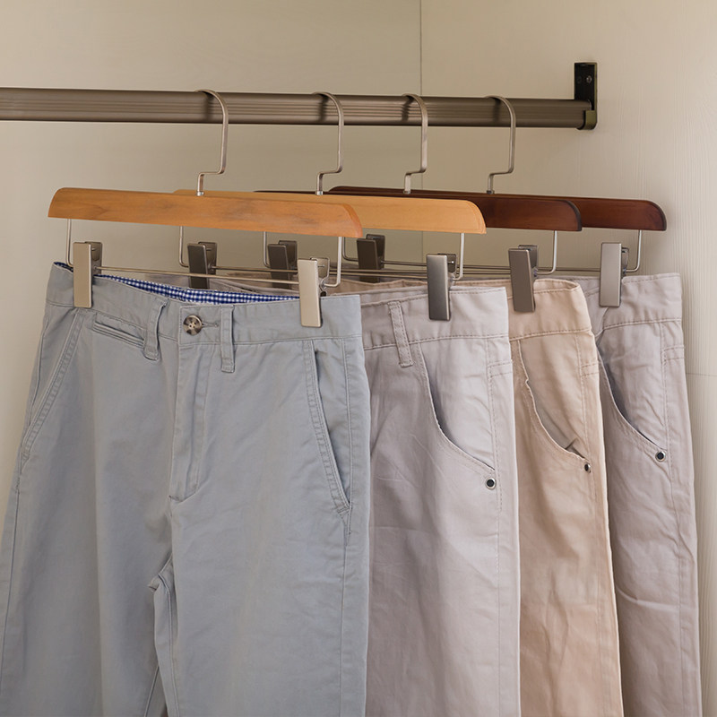 家用实木裤架裤夹多功能挂裤子衣架裤夹子衣柜裤挂裤子架子挂衣架