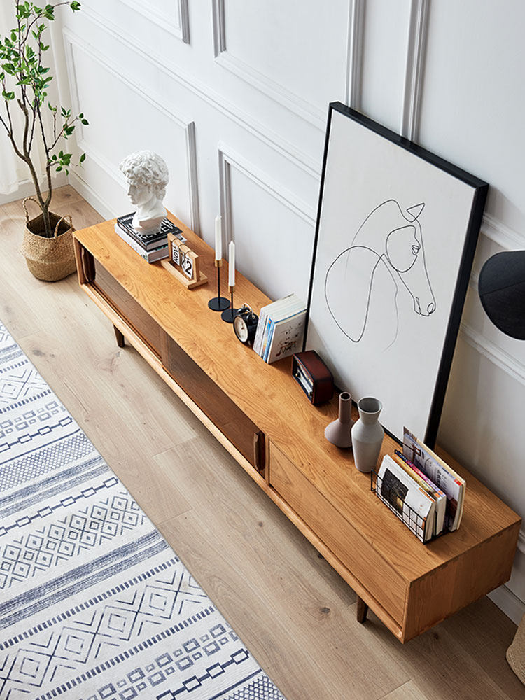 视听柜北欧日式实木电视柜樱桃木现代简约客厅电视机柜影音柜