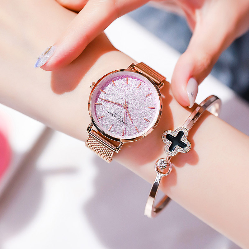 luobin少女手表女学生ins樱花粉可爱简约气质独角兽国产腕表