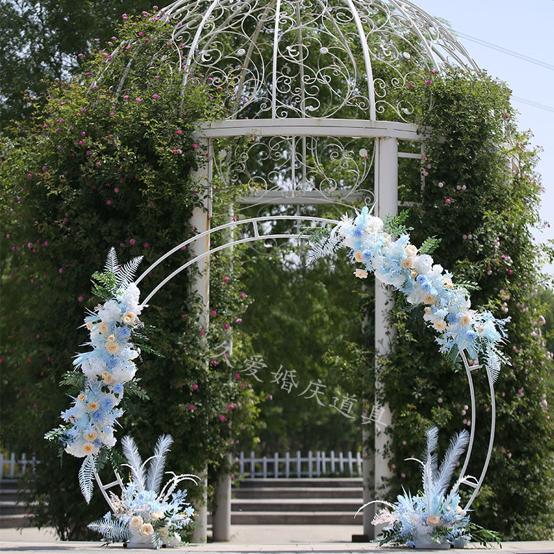 拱门婚庆铁艺架子双杆金色半圆形气球装饰婚礼拱门