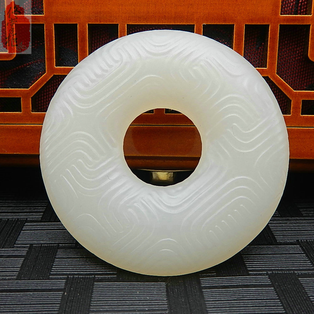 吊坠外蒙料白玉环男女女款碧玉玉石玉佩佩玉颈饰