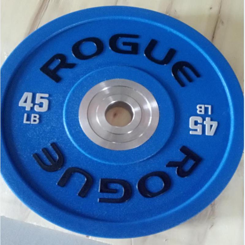 crossfit举重片全胶片rogue竞技杠铃片彩色橡胶片大孔pu杠铃片