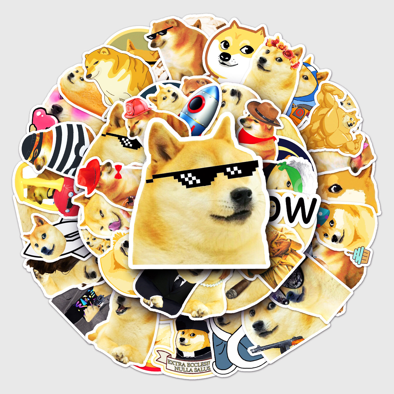 50张doge外网肌肉cheems网红贴纸涂鸦贴李箱笔记本电脑笔记本个性小