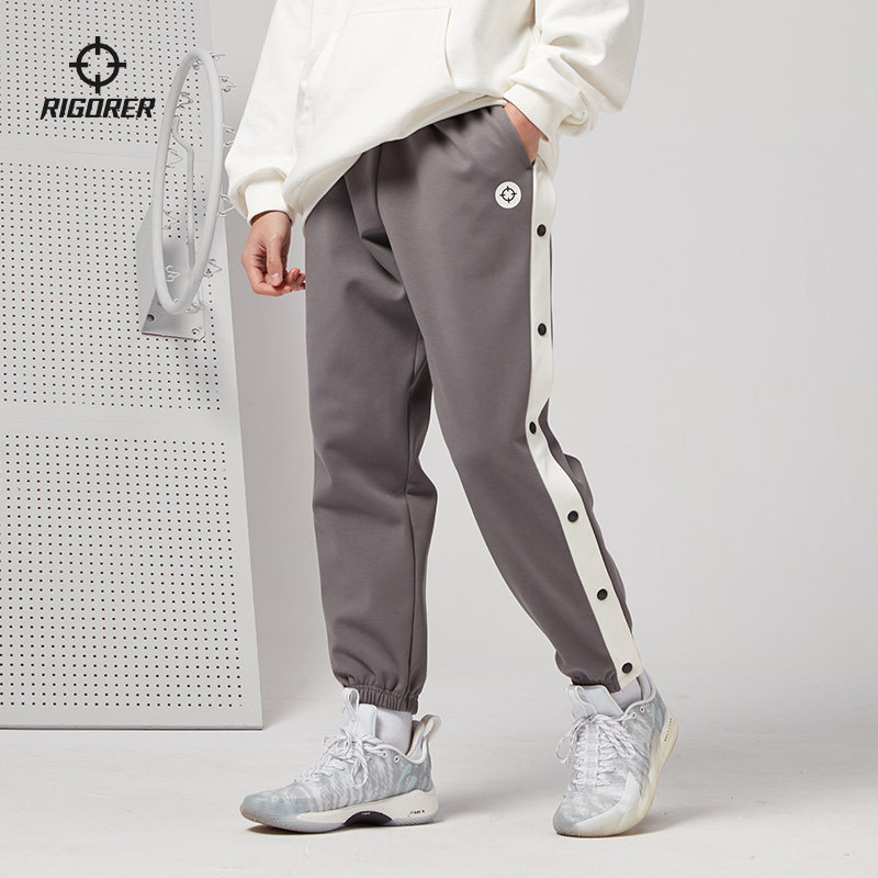 准者篮球排扣裤束脚裤潮加绒训练全开宽松大码运动长裤