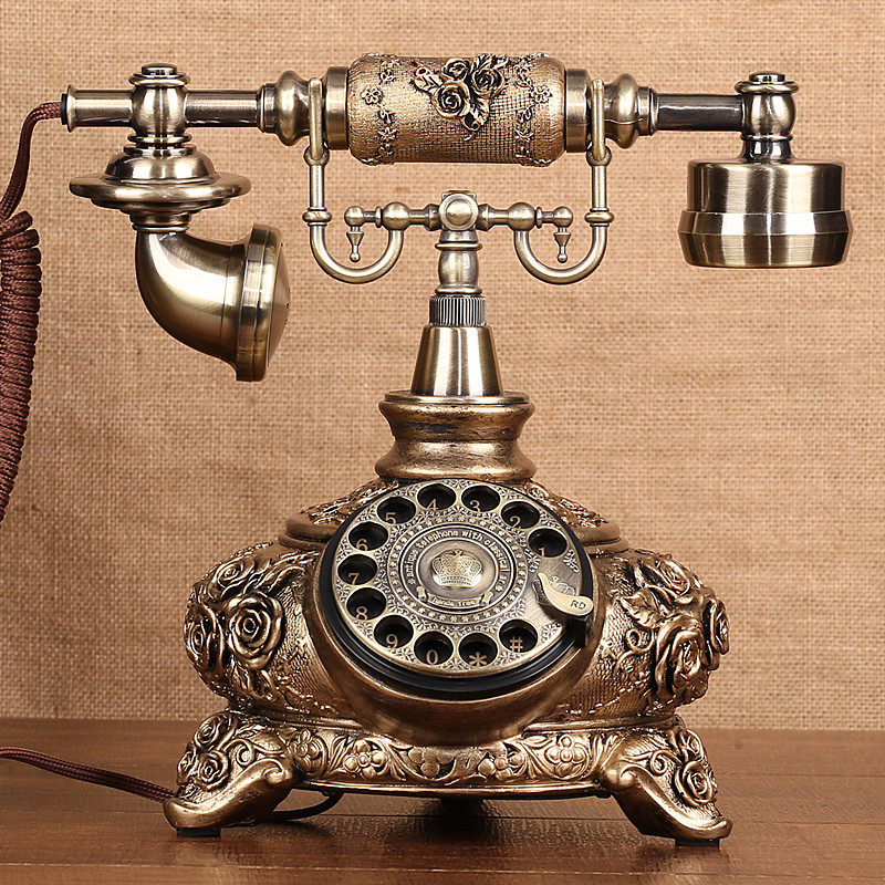 顶爷美式旋转古典电话机仿古老式欧式田园复古电话固话家用座机