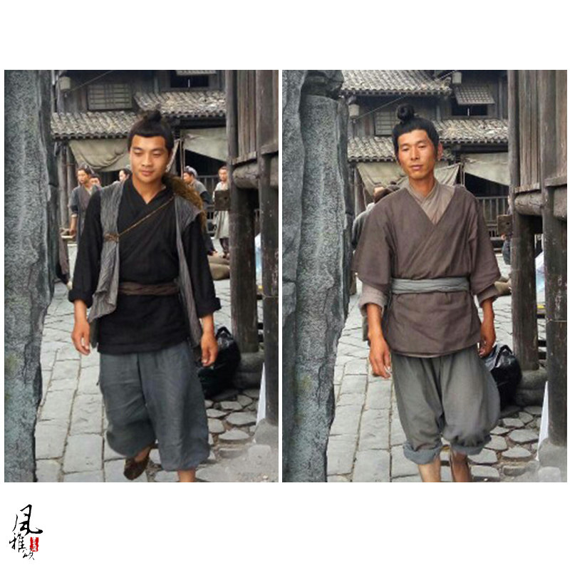 男士汉服唐朝古装武侠古装侠客服男群演路人甲古装平民棉麻古装
