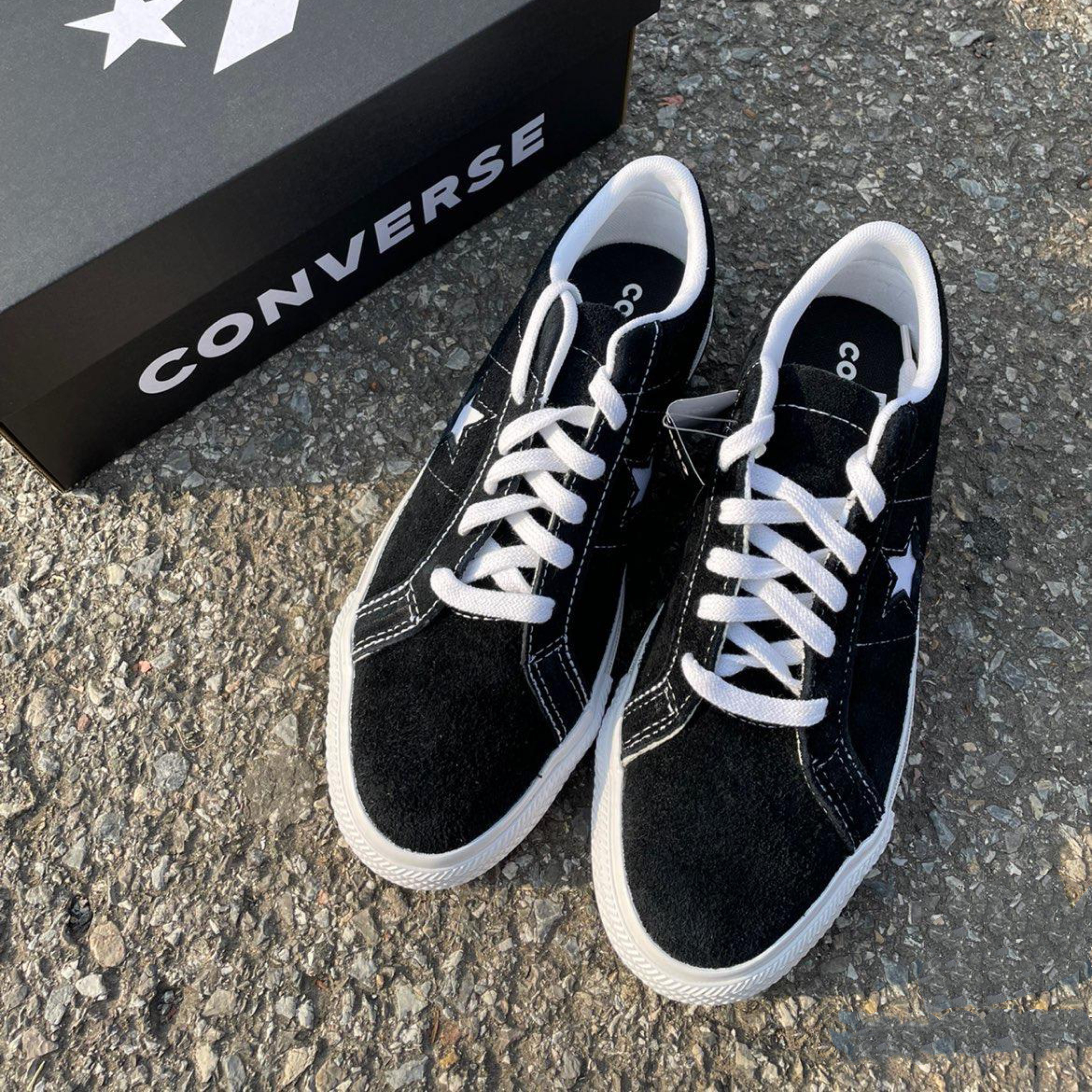 匡威converseonestarpro黑色毛皮麂皮经典低帮帆布鞋