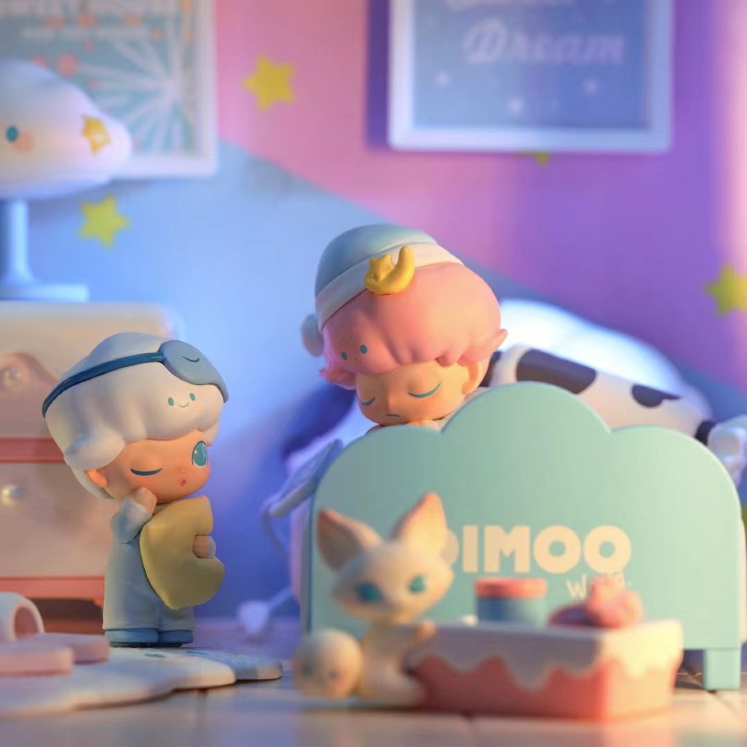 dimoo宅宅场景道具盲盒正版泡泡玛特零食狂欢睡眼惺忪潮玩盲盒