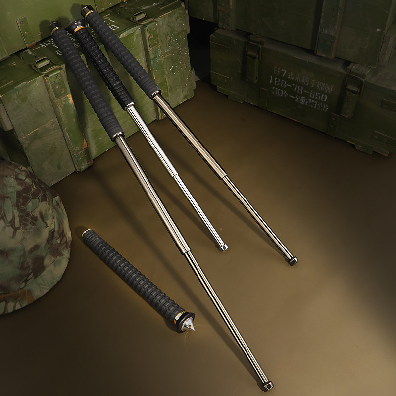 战术悍马实心伸缩甩棍防身武器神器合法车载三节甩棍