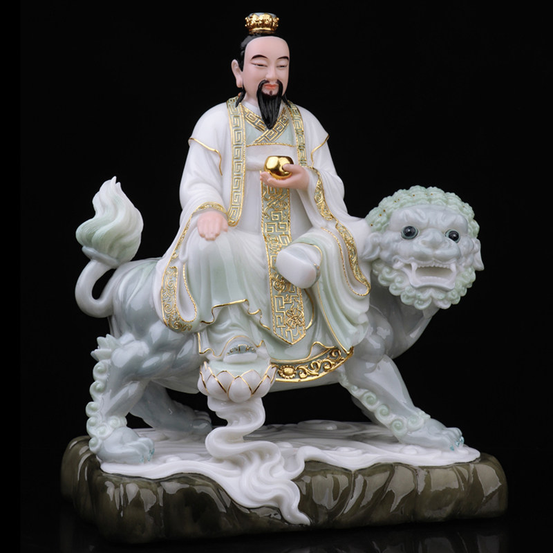 太乙救苦天尊神像16寸汉白玉居家供奉坐骑真人摆件