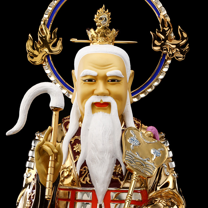 神像台湾盛凡鎏金佛像三清清道太上老君元始摆件