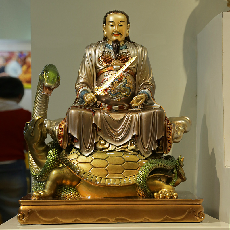 大帝纯铜真武神像彩绘玄武玄天上帝北帝北极摆件