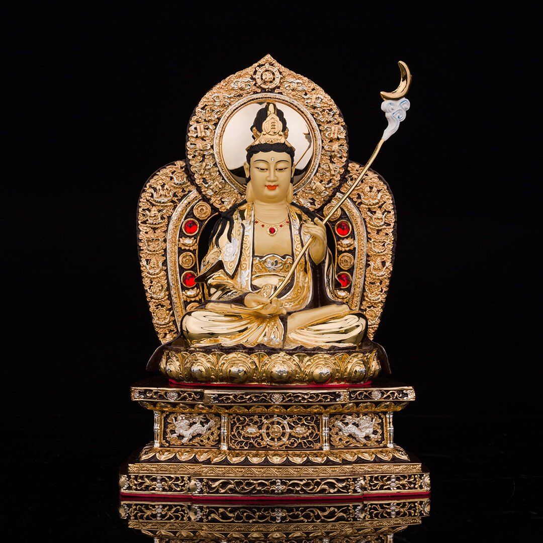 菩萨台湾药师开光供奉月光日光鎏金纯铜佛像摆件
