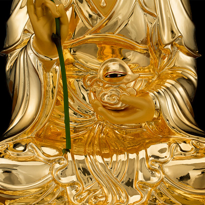 光明家用纯铜鎏金眼光娘娘神像道教眼目元君圣母眼王奶奶摆件