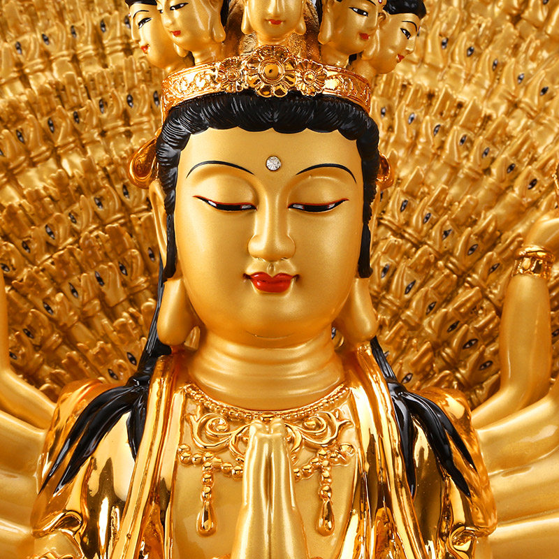 台湾佛铜本命菩萨观音千眼铜鎏千手供奉居室摆件