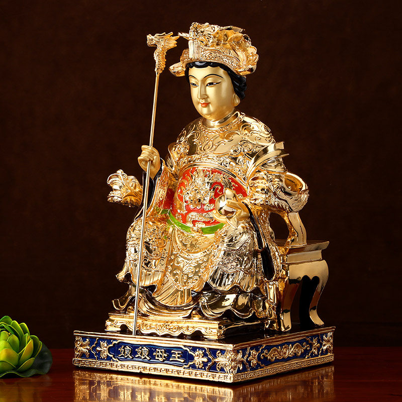 台湾鎏金纯铜王母娘娘神像家用供奉道教西王母摆件