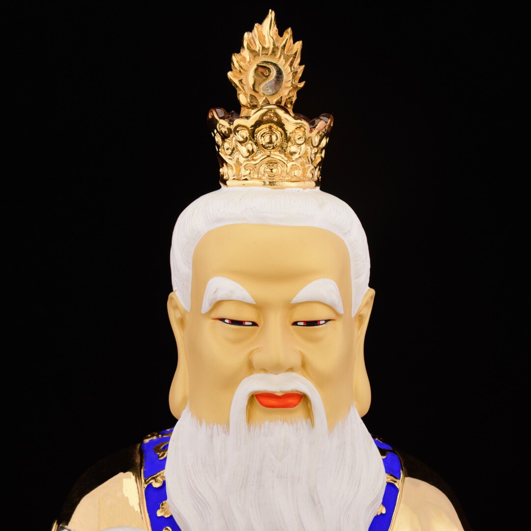 台湾盛凡鎏金太上老君神像供奉三清道教始祖摆件