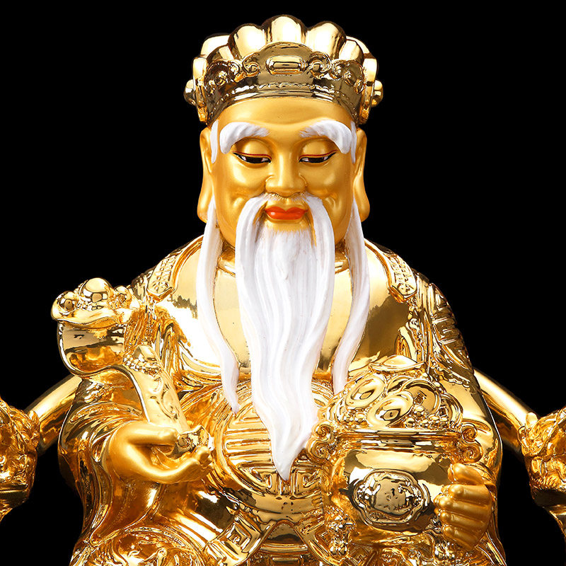 福德招财正神铜像佛堂金土地神像供奉家用大伯摆件