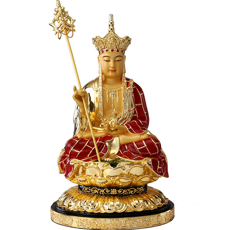 台湾纯铜鎏金地藏王佛像居家供奉九华山地藏王菩萨坐像地藏铜塑像