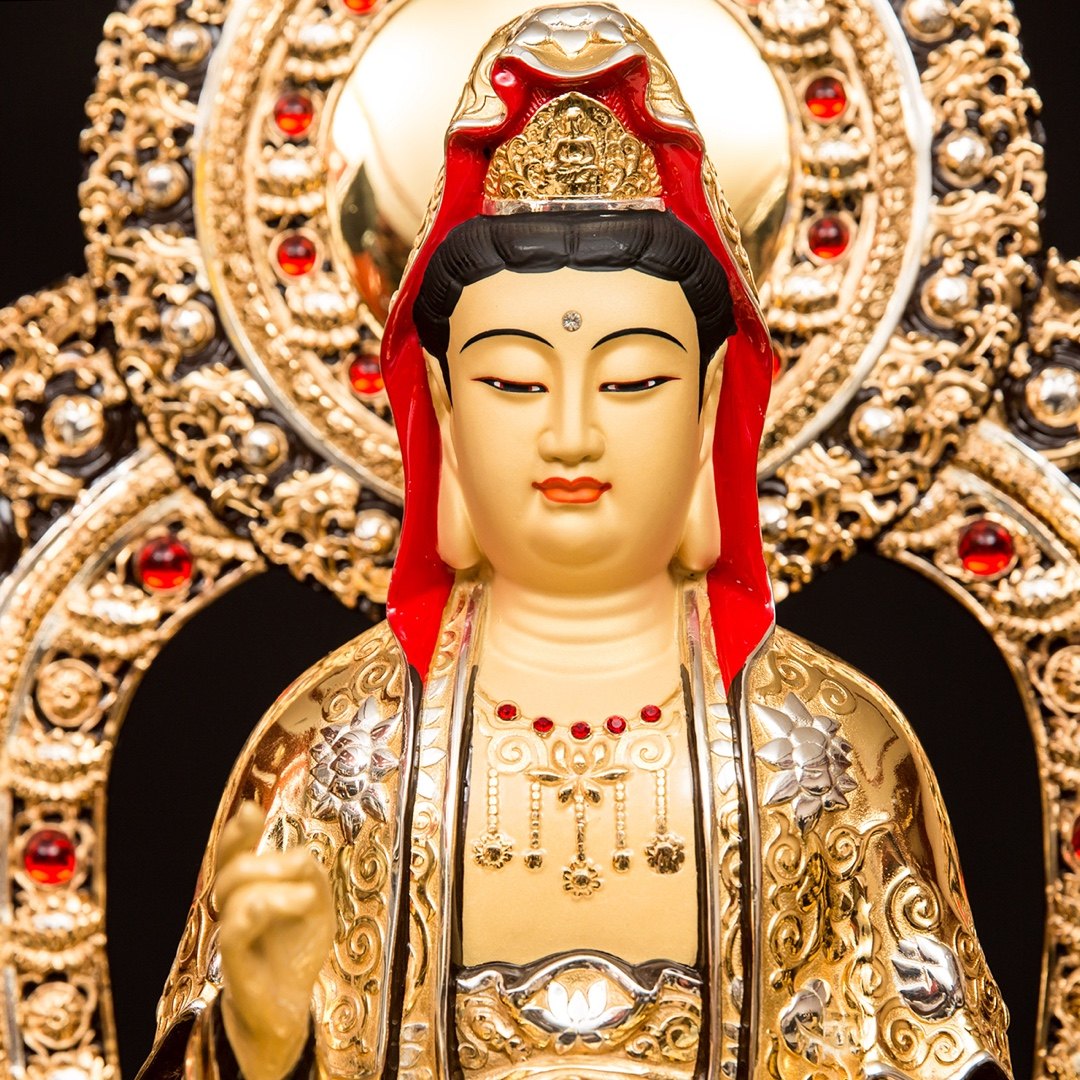 观音台湾盛凡鎏金佛像供奉家用纯铜金刚南海摆件