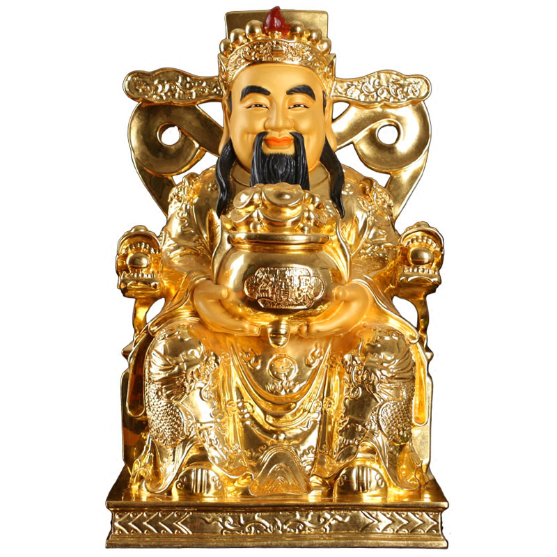 财神台湾贴金财神爷佛像供奉家用文招财摆件开光摆件