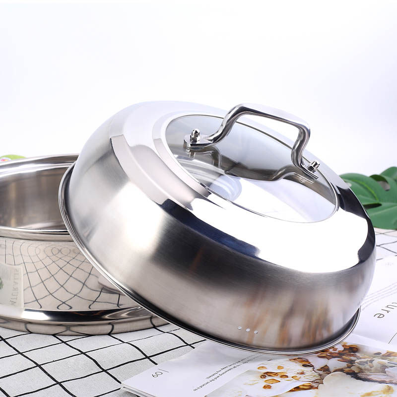 蒸锅盖子不锈钢蒸盖锅锅盖凹口笼盖加高加厚锅盖