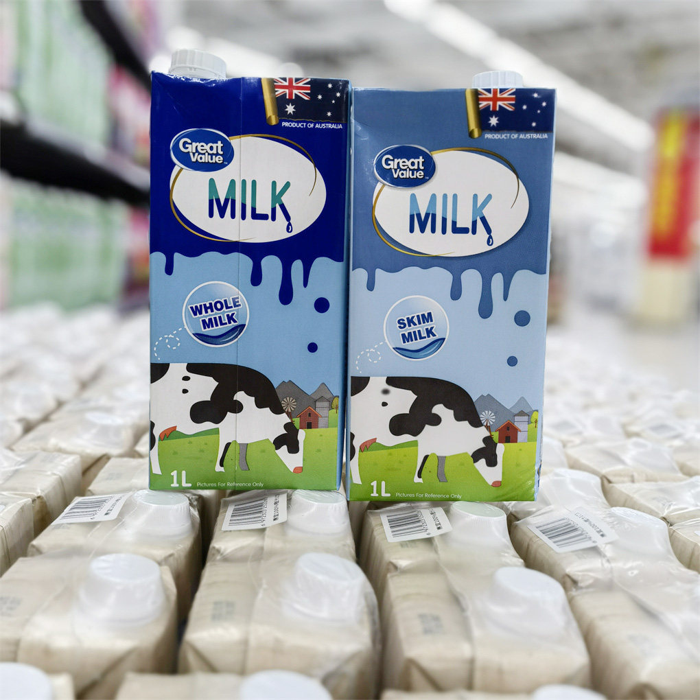 沃尔玛惠宜全脂纯牛奶澳大利亚进口家庭wholemilk1l纯牛奶