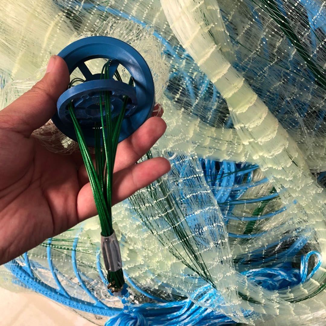 飞盘铁链捕鱼自动粗大加粗丝线撒网单丝线拉丝鱼网